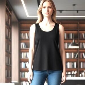 CHICO'S TRAVELERS Black Scoop Neck Tank Top Layering Cami XL 3 Boho Office Vacay